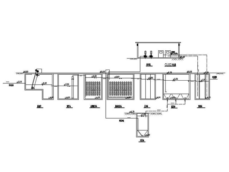 某市人民医院污水处理工程施工图（CAD,14张）-工艺流程图