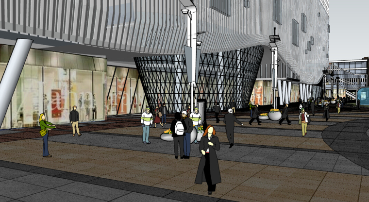 下沉广场商业模型资料下载-商业广场设计SU模型