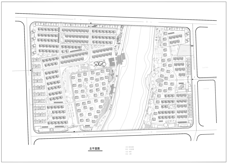 景观总平面图cad图资料下载-别墅区规划方案设计总平面图纸（CAD图纸）