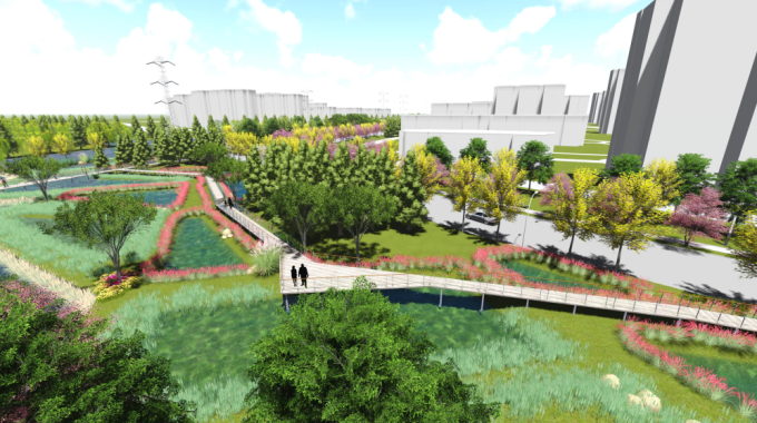 小广场设施规划资料下载-[江苏]滨水休闲绿带生态小游园景观规划设计方案（2016最新）