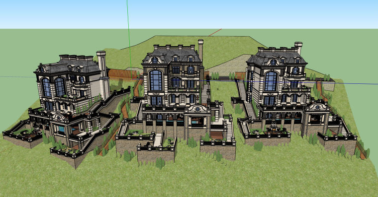 300平米别墅建筑资料下载-300平方米山地别墅建筑设计模型