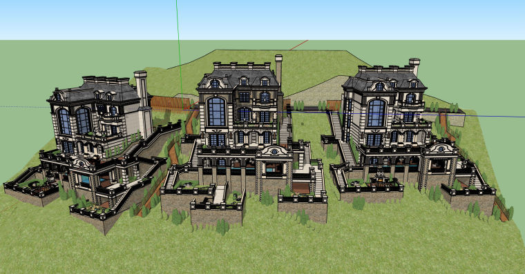 山地别墅景观效果图资料下载-300平方米山地别墅建筑设计模型