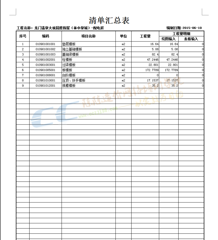 完整的工程案例（图纸、算量稿）-措施工程量