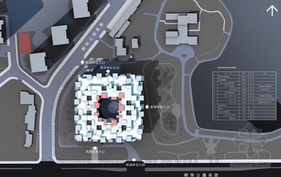 [北京]6层核心筒立体方格结构知名传媒中心建筑设计方案文本（国内著知名建筑设计师，含cad）-传媒中心总平面图 