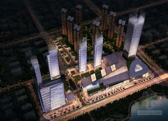 [江西]现代风格超高层城市综合体建筑设计方案文本-现代风格超高层城市综合体效果图
