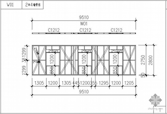 四川某一层80平米木结构住宅建筑结构设计图- 