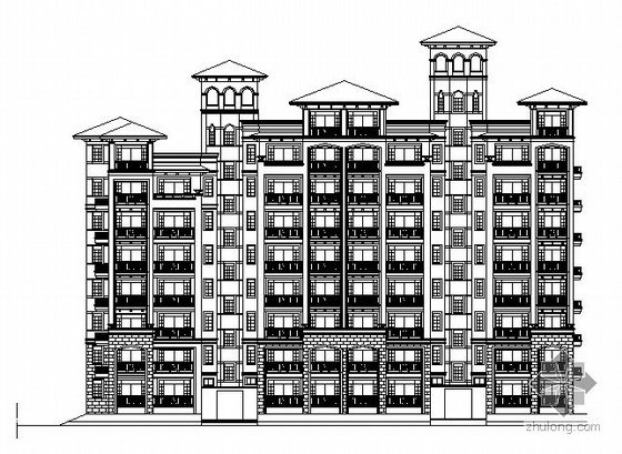 九层框剪结构住宅楼资料下载-广州星河湾某九层14号住宅楼建筑方案图