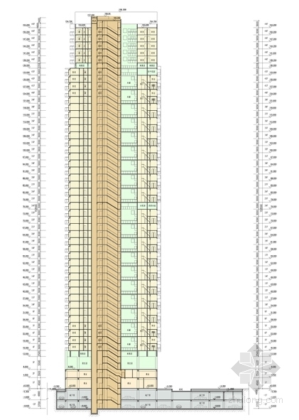 [湖北]新古典风格高层住宅建筑设计方案文本（知名设计院）-新古典风格高层住宅建筑设计方案剖面图