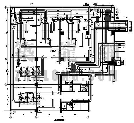 直燃溴化锂机房设计资料下载-燃气溴化锂冷水机房设计图
