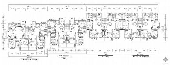 板式酒店建筑平面图资料下载-板式多层一梯二户户型组合平面图(102/102/92/99.5)
