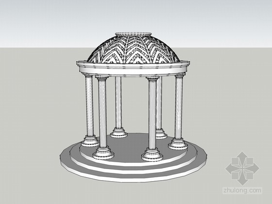 亭子SketchUp模型资料下载-欧式亭子SketchUp模型下载