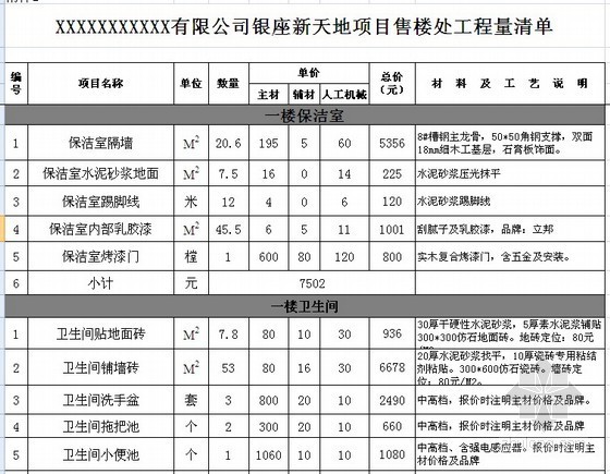 2013清单实例资料下载-[济南]售楼处装修工程量清单报价实例（2013-05）
