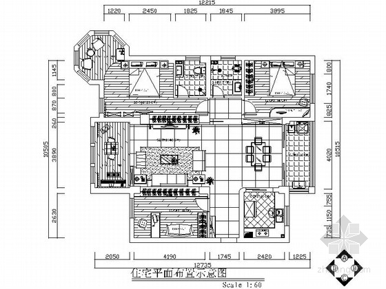 三居室装修效果图及施工图资料下载-黑白经典三居室装修施工图（含效果图）