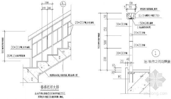 楼梯栏杆验收标准资料下载-楼梯栏杆大样