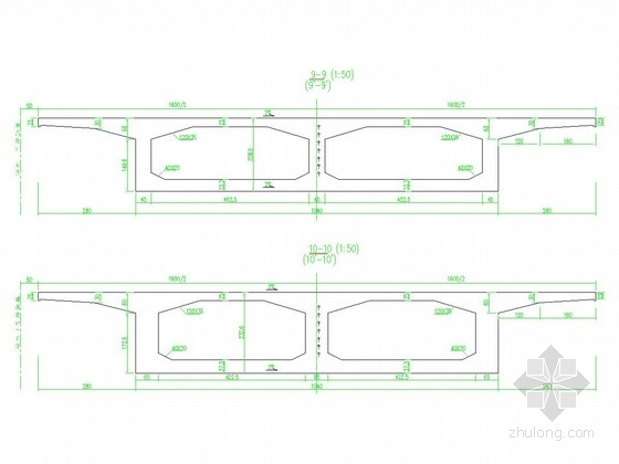 [江苏]三跨预应力混凝土变截面连续箱梁桥全套施工图（近200张）-40+60+40m箱梁一般构造图 