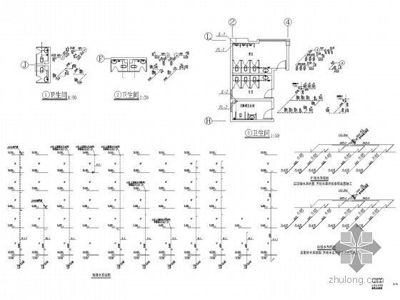 [江西]多栋多层商业建筑给排水消防施工图设计-给排水系统图