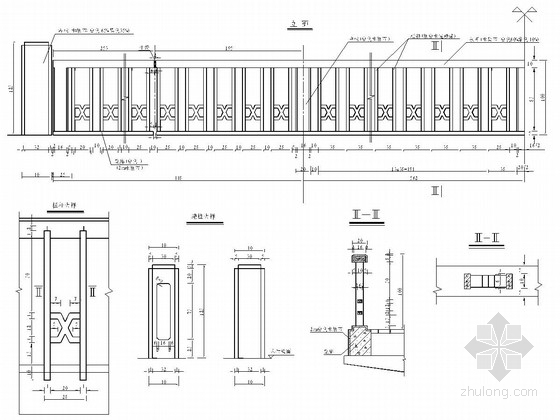 中式木制栏杆施工cad图资料下载-桥梁工程景观栏杆设计图