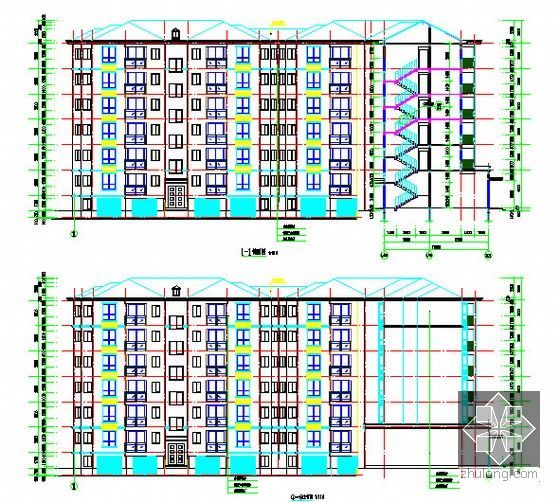[江西]大型公租房项目建筑工程预算书(6个单体CAD图纸百余张)-1#楼立面图