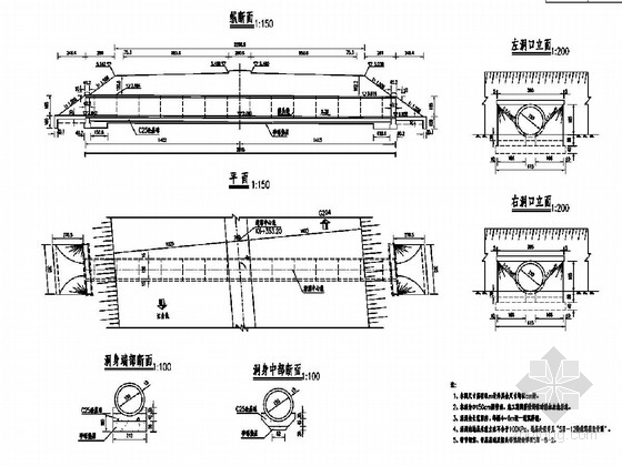 水沟倒虹吸图纸资料下载-国道连接线道路涵洞施工图（圆管涵、倒虹吸）
