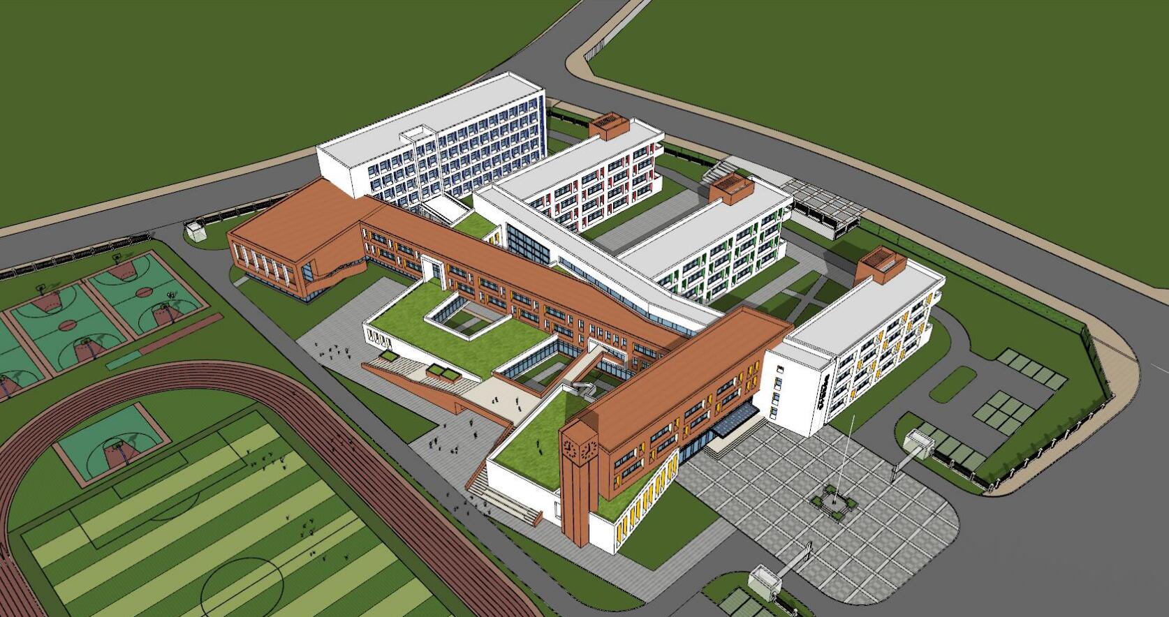 现代风格新泰滨湖小学建筑模型设计(2018年)