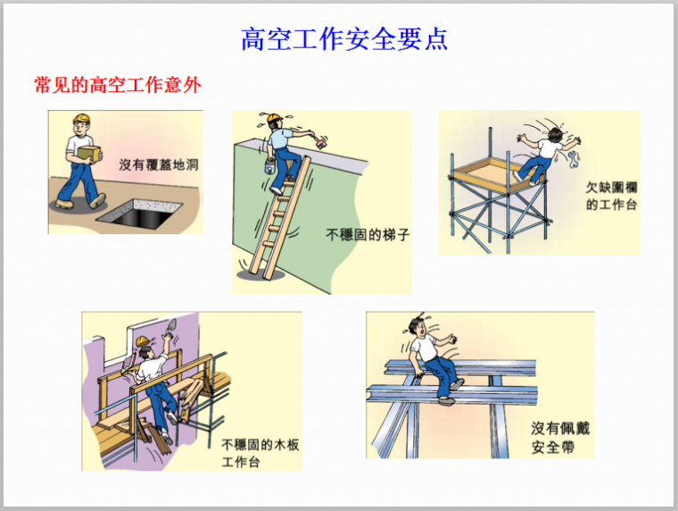 安全设施标准化标识及常用知识总结-高空工作安全要点