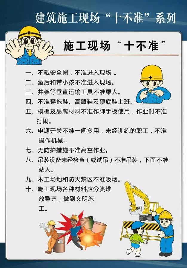 工地安全警示资料下载-建筑施工现场“十不准”系列挂图！工地安全必备！