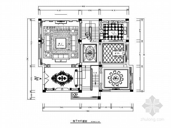 四层欧式别墅方案资料下载-[原创]高贵欧式风格四层别墅住宅CAD施工图（含高清效果图）