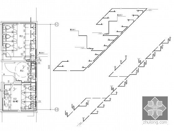 [广东]177米超高层商用办公综合体建筑群给排水消防竣工图（ 高空水炮  烟烙尽气体灭火）-卫生间系统大样图