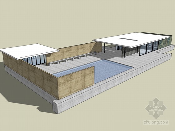 巴塞罗那住宅设计资料下载-巴塞罗那德国馆SketchUp模型下载