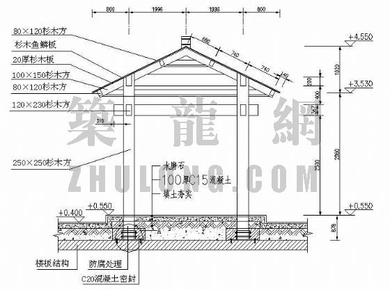 四方现代亭施工图