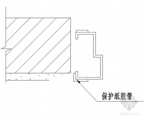 塑钢型材CAD资料下载-抹灰时塑钢门框保护示意图