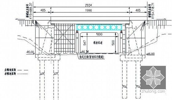 [广东]高速公路新建收费站及配套设施工程实施性施工组织设计97页（图表丰富）-中桥现浇板梁支架施工示意图