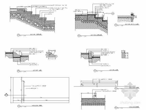 [浙江]细致典雅艺术居住区景观施工图（图纸丰富）-台阶道牙车档详图