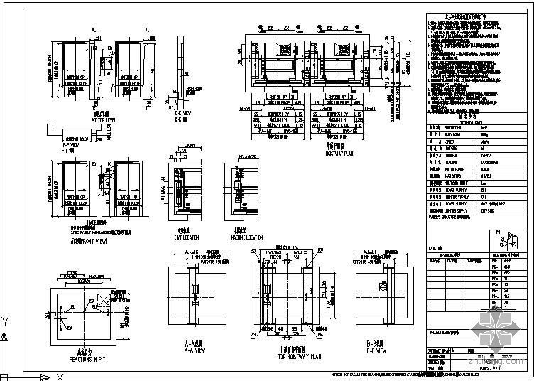 户型图6层带电梯资料下载-某800-W900-1.6-左-并联电梯节点构造详图