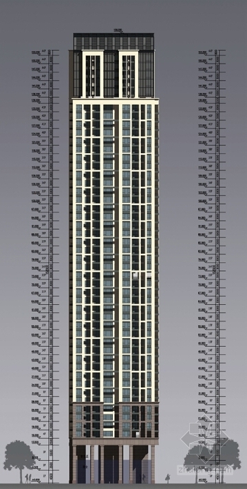 [湖北]新古典风格高层住宅建筑设计方案文本（知名设计院）-新古典风格高层住宅建筑设计方案立面图