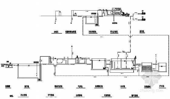 废水处理工艺cad图资料下载-油漆废水处理工艺图