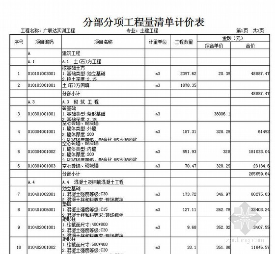 广联达大厦电气实训图纸资料下载-广联达实训工程投标文件（清单报价）