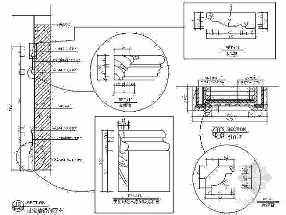 欧式墙裙剖面资料下载-欧式装修过道墙裙剖面详图