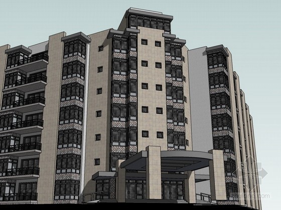 法国巴黎公寓楼CAD资料下载-公寓楼sketchup模型