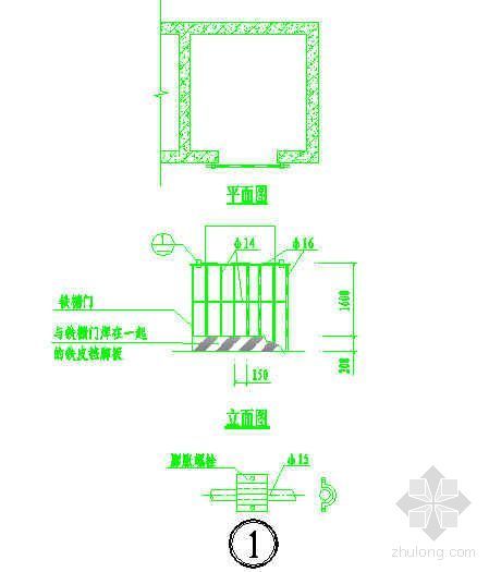 施工电梯立面图dwg资料下载-电梯井口防护构造立面图及剖面图