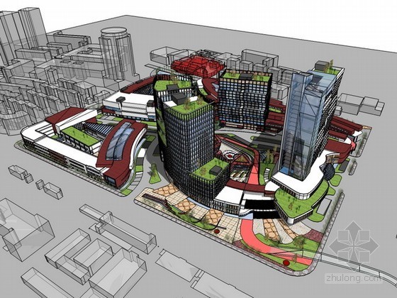 商业综合体建设流程资料下载-HOPSCA商业综合体sketchup模型下载