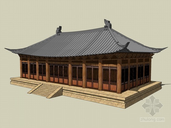 中式建筑CAD素材资料下载-中式建筑SketchUp模型下载