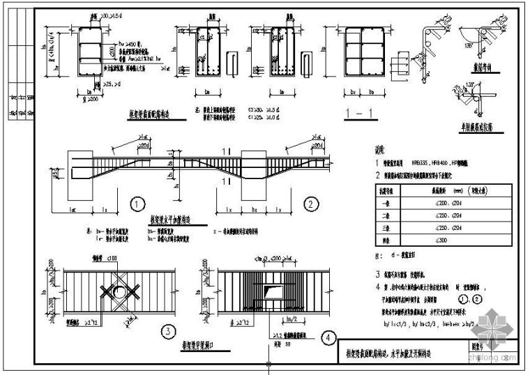 框架梁配筋节点构造详图资料下载-框架梁截面配筋构造、水平加腋及开洞构造详图