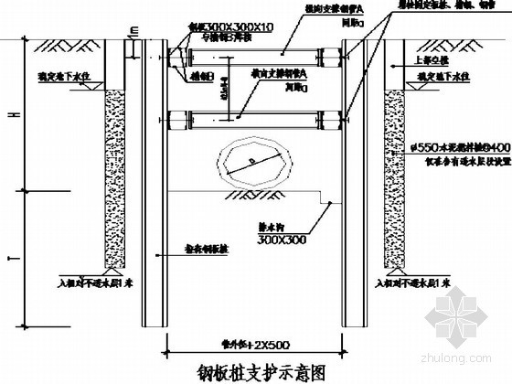 管道沟槽拉森钢板桩支护资料下载-市政排污管道基坑钢板桩支护开挖施工方案