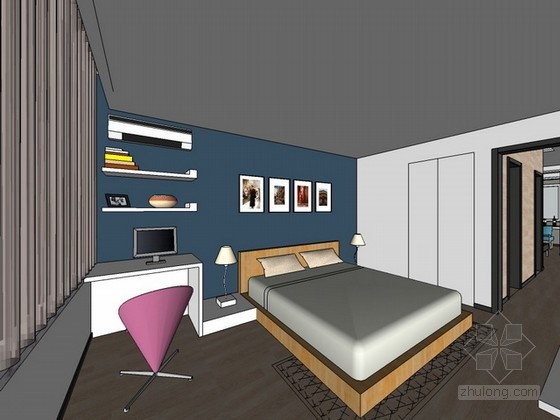 整体室内空间sketchup模型下载- 