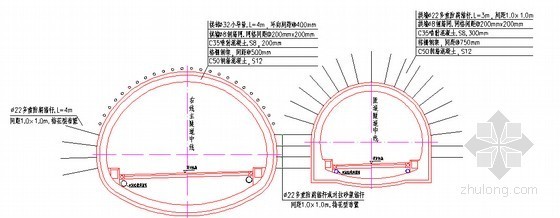 [山东]鲁班奖海底隧道主线及出口接线工程施工组织设计（335页 钻爆法施工）-隧道衬砌断面图 