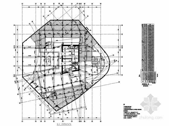 [广东]40层钢管混凝土框架-核心筒结构国际大厦结构施工图（含建施，540张）-地下二层结构平面图