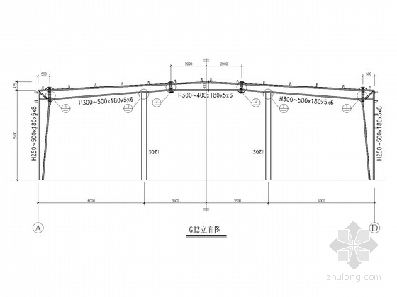 25米双跨门式刚架资料下载-19米跨门式刚架厂房结构施工图