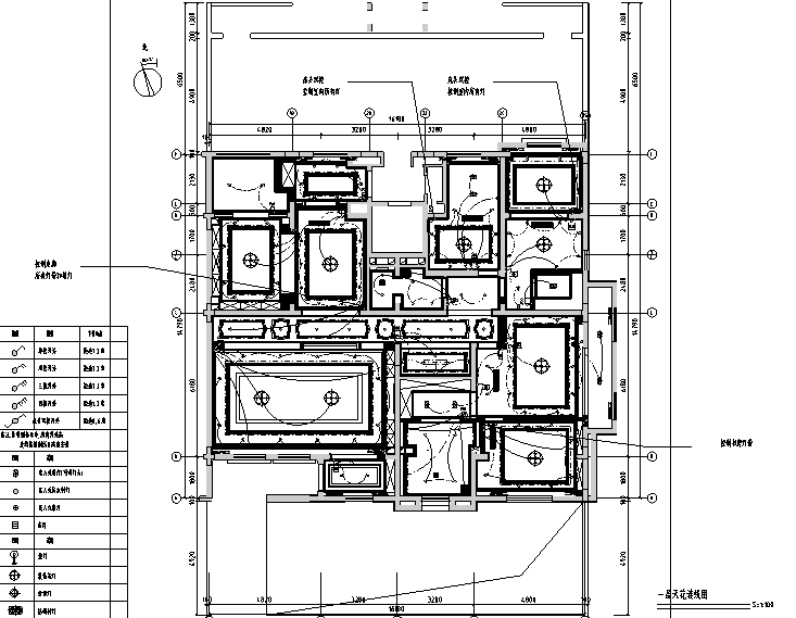 [山东]原香溪谷360平米下跃户型样板间设计施工图（附效果图）-天花连线图