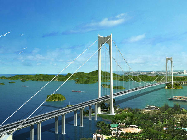 桥梁工程初步方案设计资料下载-跨海大桥初步设计说明106页附方案图纸220张（主跨1160m及915m单跨吊组合梁悬索桥，660m钢混斜拉桥）